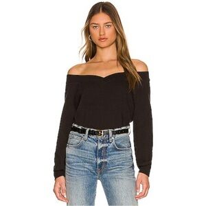 Nation LTD Ianna Sweatshirt Black Off-Shoulder Sweater